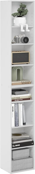 Furinno PASIR Book Shelf, 8-Tier Bookshelf, Bookcase with Open Shelf, 9.3 x 11.8 x 70.9, for Living Room, Bedroom, Home Offic