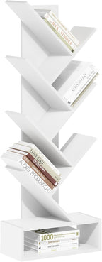 Furinno Tree Book Shelf, 7-Tier Bookshelf, Tree Bookcase with Bottom Shelf, 8.4 x 16.9 x 46.2, for Living Room, Bedroom, Home