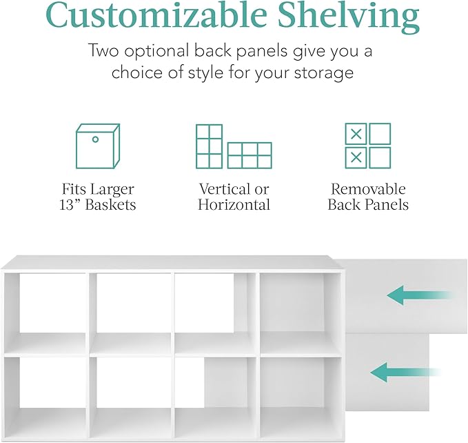 Best Choice Products 8-Cube Storage Organizer, 13.5in Shelf Opening, Bookcase, Display Shelf, Customizable w/ 2 Removable Bac