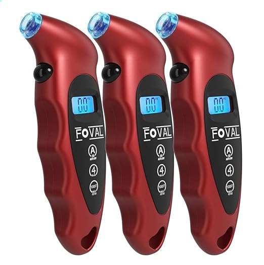 FOVAL Digital Tire Pressure Gauge 150 PSI for Car Truck Bicycle Instant Read with Backlit LCD and Non-Slip Grip (3)