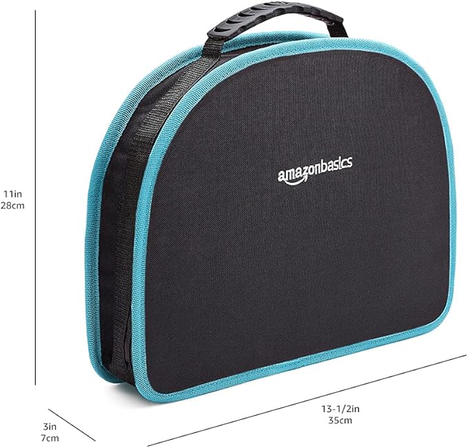 Amazon Basics 104-Piece Home Repair Household Tool Set with Easy Carrying Round Pouch, Portable Hand Tool Kit, Turquoise, 14.