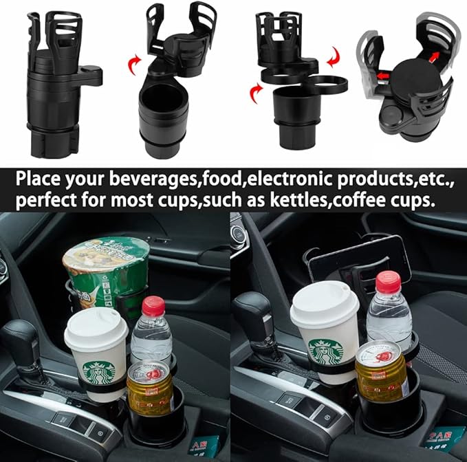4 in 1 Car Cup Holder Extender Multifunctional Car Cup Holder Organizer Car Interior Accessories for Drinks Bottles Cups Holder