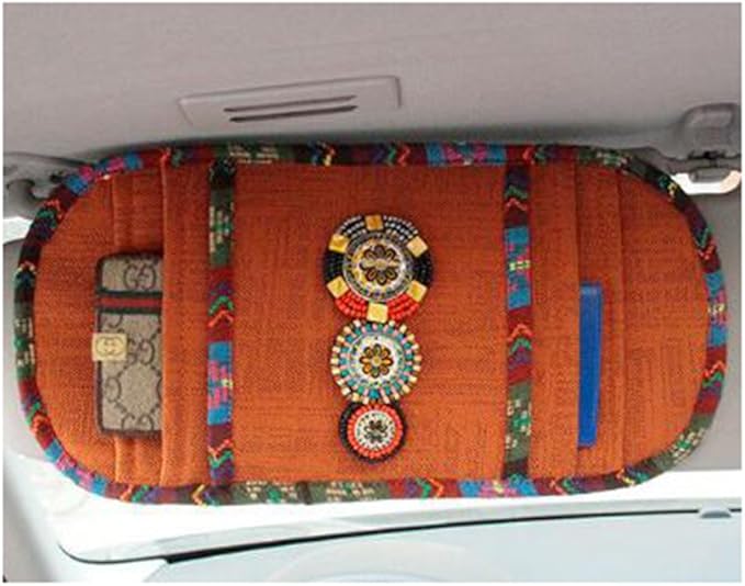BlingSHD Bohemian Style Car Sun Visor Tissue Bag CD Visor Organizer Holder (Orange)