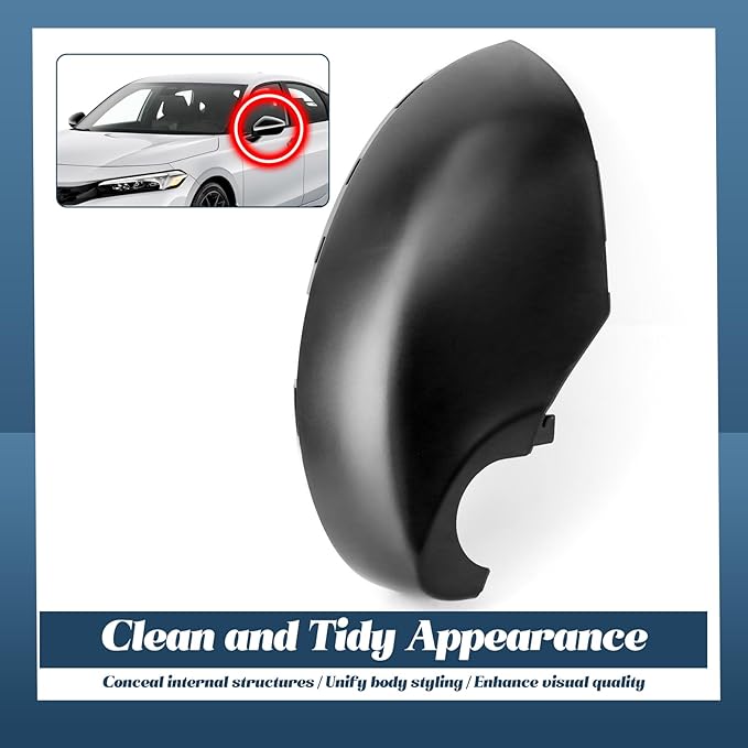 76255-T20-A01 Lower Rearview Mirror Cover Compatible with Honda Civic 11th 2022 2023 2024 2025 without Turn Signal Models Left Driver Side Mirror Bottom Cover Cap Black Replacement Part