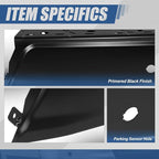 Auto Dynasty Rear Bumper End Caps Cover Compatible with 2015-2020 Ford F-150, Passenger Right Side, with Parking Sensor Holes, Primered/Painted Black