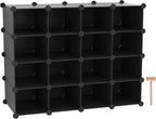 C&AHOME Plastic Shoe Rack,16-Cube Modular Shoes Storage Stand, Multifunction Closet Cabinet, Stackable Shoe Organizer Units f