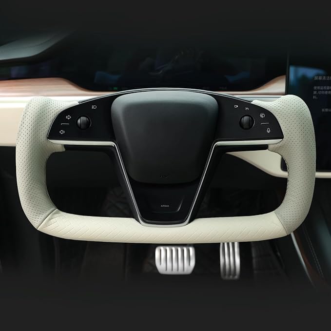 MEWANT Hand Stitched Tesla Model S Yoke Steering Wheel Cover Wrap for Tesla Model S 2021-2023 / Model X 2021-2023 Tesla Yoke Steering Wheel Accessories