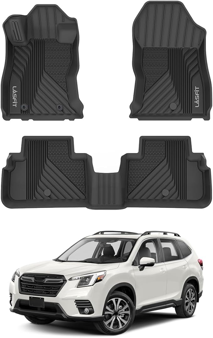 LASFIT Floor Mats Fit for Subaru Forester 2019-2024, All Weather TPE Custom Fit Easy Clean Durable No-Curling Floor Liners for Subaru Forester 2024 2023 2022 2021-2019 1st & 2nd Row Car Mats