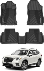 LASFIT Floor Mats Fit for Subaru Forester 2019-2024, All Weather TPE Custom Fit Easy Clean Durable No-Curling Floor Liners for Subaru Forester 2024 2023 2022 2021-2019 1st & 2nd Row Car Mats