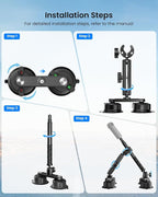 Four Suction Cup Car Mount Kit for Insta360 Car Mount Adjustable Double-Layer Suction Cup for Go pro Action Camera Mounts for insta360 X5 Accessories