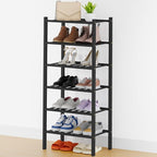 Smiry Shoe Rack, 6 Tier Thick Small Bamboo Shoe Organizer, Stackable Free Standing Wooden Shoe Storage Shelf for Closet, Entr
