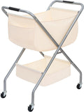 STORAGE MANIAC Collapsible Laundry Cart with Wheels 31.5"H Rolling Laundry Hamper Clothes Basket with Wheels, Canvas Liner St