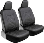 Motor Trend Black Stitched Faux Leather Car Seat Covers – Premium Automotive Bucket Front Seat Covers, Made for Vehicles with