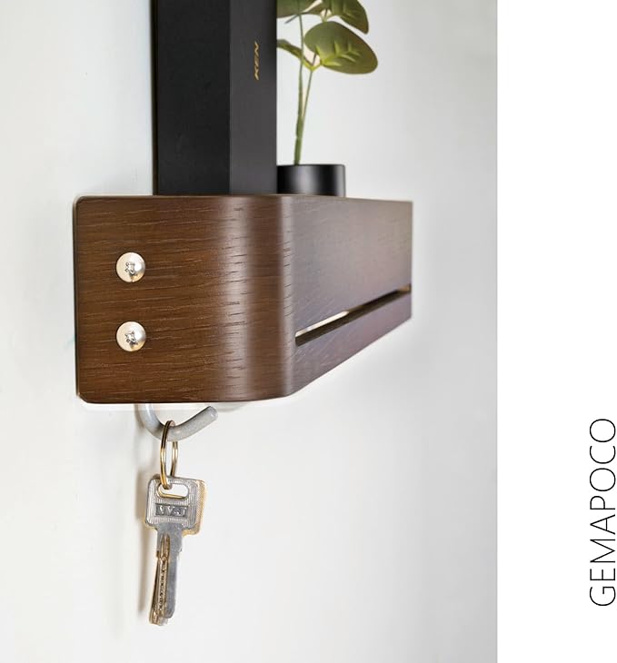 GEMAPOCO® Key Holder Wall Mount with 5 Retractable Hooks,17-Inch Finland-Designed Key Hanger with Shelf, Modern Coat Rack Wal