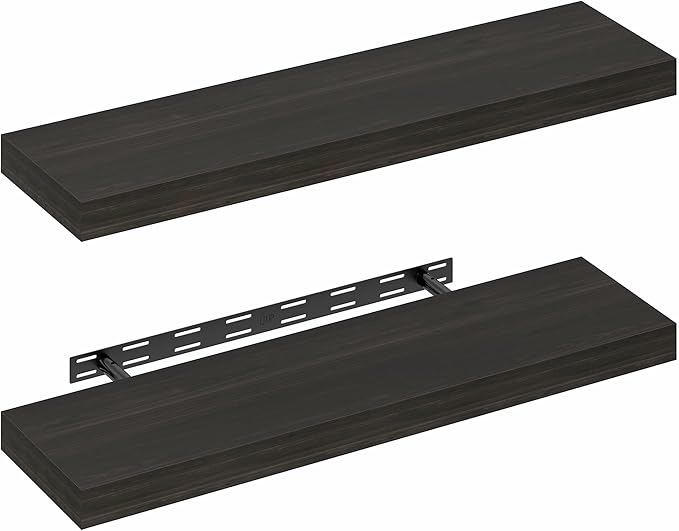 Furinno Tanna Floating Shelves for Wall Set of 2, 9 x 35 Wall Shelf, Wall Mounted Floating Shelf with Invisible Bracket, 2-in