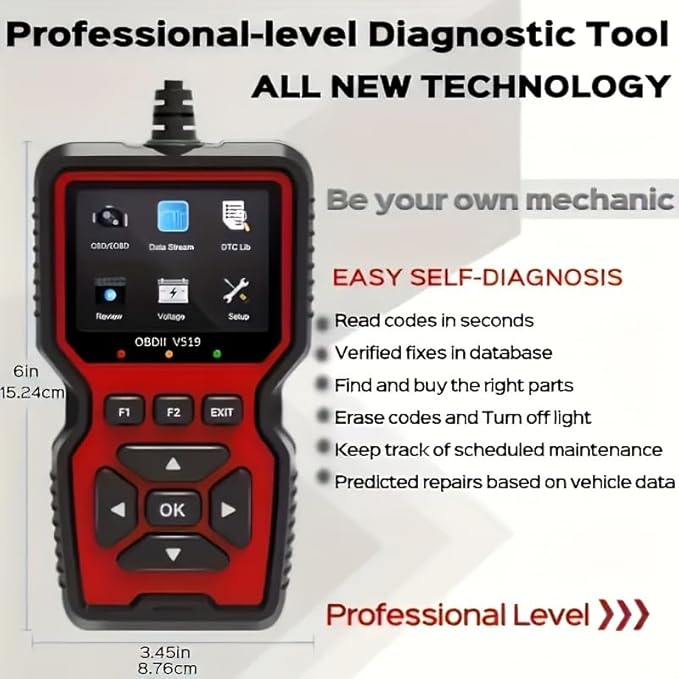 V519 OBD2 Scanner Diagnostic Tool, Car Code Reader with 35,901 Built-in DTC Lookup, Check Engine Light Reader, Live Data, I/M