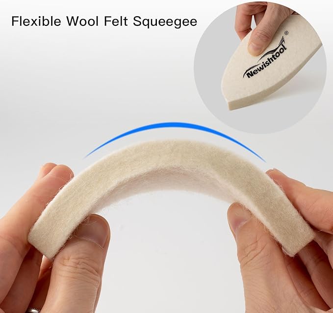 NEWISHTOOL 3 PCS Wool Felt Squeegee Window Tint Tools, Scratch Free Soft Woolen Squeegee for Vinyl Wrap, Glass Tint Film, Car Wrapping, PPF Installation
