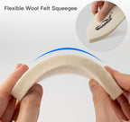 NEWISHTOOL 3 PCS Wool Felt Squeegee Window Tint Tools, Scratch Free Soft Woolen Squeegee for Vinyl Wrap, Glass Tint Film, Car Wrapping, PPF Installation