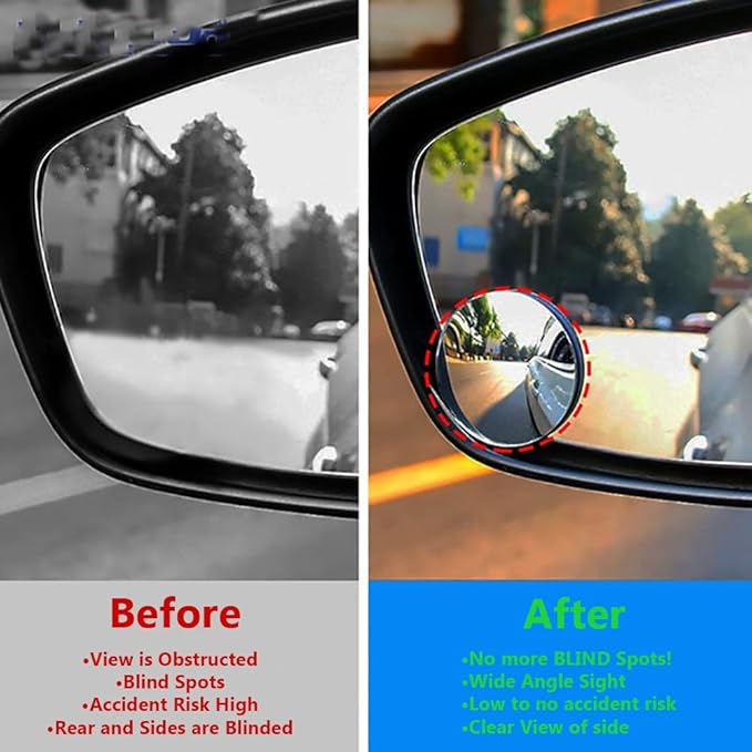 Blind Spot Mirror - 4 Pack 2" Blind Spot Mirrors For Cars - Rust Resistant Aluminum - NEW LARGER 2 inch Rear View Blind Spot Mirrors 4pcs Oval Convex Self Stick - Essential Accessory [Bundle 4pk]