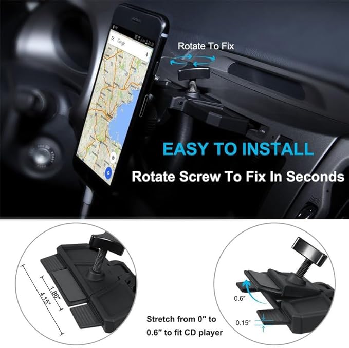 Car Mount CD Slot Compatible with OnePlus 15/15R - Holder Cradle Swivel Dock Strong Grip