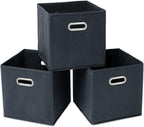 STOREONE Fabric Storage Bins Cubes Baskets Containers-(11X11X11) with Dual Handles Cube Storage Organizer Bins for Shelf Clos