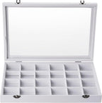 Frebeauty Velvet Jewelry Tray,24 Grid Jewelry Organizer with Clear Lid,Earring Holder Organizer with Clasp,Drawer Insert Ring