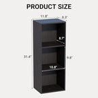 Book Shelf, 3-Tier Bookcase, Wooden Open Cube Storage Organize, 9.3 x 11.8 x 31.4 inches Bookshelf for Living Room, Bedroom, 