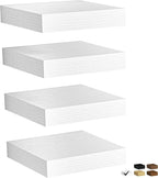 Fun Memories Rustic Floating Wall Shelves, Wall Mounted Wood Storage & Display Shelves for Bathroom, Bedroom, Living Room or 