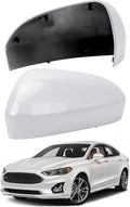 Driver Side Mirror Cover Replacement for Ford Fusion 2013 2014 2015 2016 2017 2018 2019 2020 2021 2022 - Left Side Mirror Covers, Rear View Mirror Cap Accessories Without Lamp, White