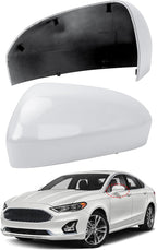 Driver Side Mirror Cover Replacement for Ford Fusion 2013 2014 2015 2016 2017 2018 2019 2020 2021 2022 - Left Side Mirror Covers, Rear View Mirror Cap Accessories Without Lamp, White