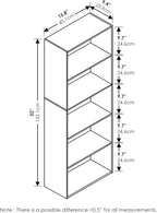 Furinno LUDER Book Shelf, 5-Tier Bookshelf, Bookcase with Open Shelves, 9.4 x 15.8 x 52, Easy Assembly, for Living Room, Bedr