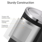 Mbillion Small Trash Can with Swing Lid 4 Gallons/15 Liter, Mini Trash Can with lid, Stainless Steel Cylindrical Garbage Can for Home and Office, for Ground and Desktop(Black)