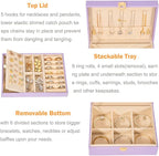 Voova Jewelry Box Organizer for Women Girls, 2 Layer Large Men Jewelry Storage Case, PU Leather Display Jewellery Holder with