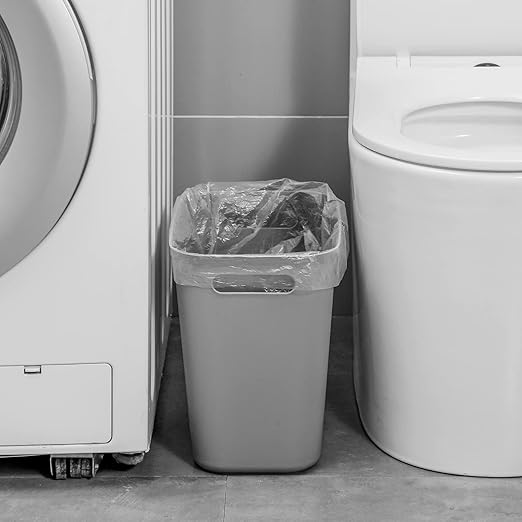 UUJOLY Plastic Small Trash Can Wastebasket, Garbage Container Basket for Bathrooms, Laundry Room, Kitchens, Offices, Kids Rooms, Dorms, 3.5 Gallon, 3.5 Gallon, Grey