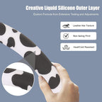 Cow Print Steering Wheel Cover with Silicone Inner Ring, Non-Toxic, Odorless Silicone Leather with Non-Fading Cow Pattern for
