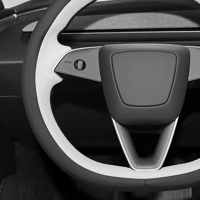 MEWANT DIY Stitching Real Leather Steering Wheel Cover Wrap for Tesla Model 3 Highland 2023-2025/Model Y 2025 Highland for Tesla Model 3/Model Y Accessories(3D Style)