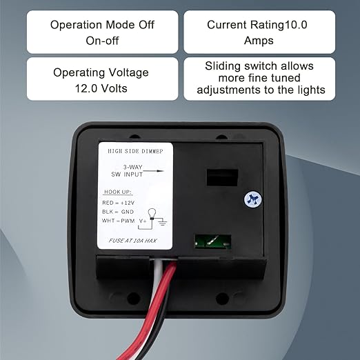 RV Led Dimmer Switch 12 Volt, 12V Rv Light Led Dimmer Switch, Toggle Dimmer Switch DC High Side Light Dimmer Switch for Dimmable LED Halogen, Incandescent - RV, Auto, Truck, Marine, and Strip Lighting