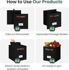 FinishingBo 6-Pack Storage Cubes with Handles & Label Holders Basket, Closet Cube Home Organizer Bins(Black, 10.5*10.5*11 inc