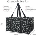 NGIL Extra Large Utility Tote Reusable Grocery Bag Oversized Collapsible for Groceries, Storage, Picnic, Beach (Printed Paws-Black)
