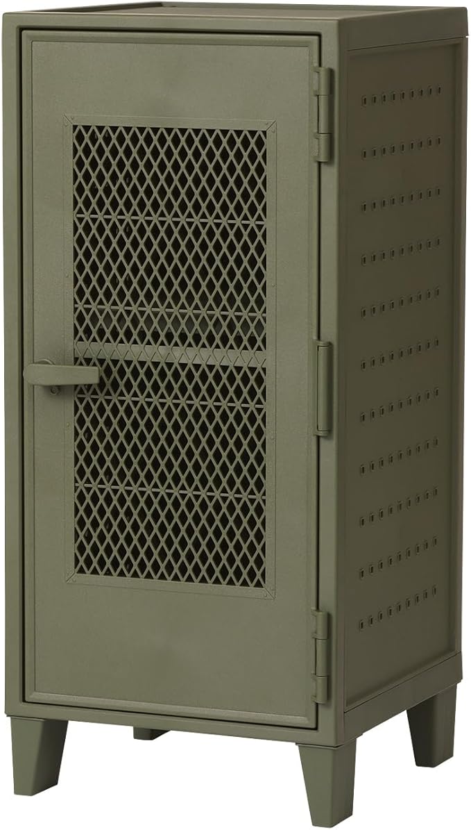 Tenma Locker-Shaped Storage Box with Mesh Doors That Can Be Assembled, Fitzpeg Cabinet, Mesh, Retro, Cute, Vertical Storage, 