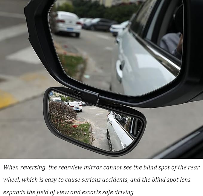 Mandark 2PCS Car Blind Spot Mirror, Rectangle HD Glass Convex Vehicle Rearview Mirror, Wide Angle Adjustible Auto Exterior Blindspot Side View Mirror, Universal for SUV, Sedan, Truck (Black)