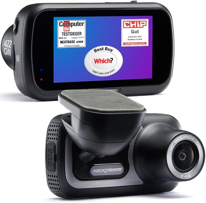 Nextbase 422GW Dash Cam Small with APP- Full 1440p/30fps Quad HD Recording in Car Camera- Amazon Alexa Voice Control- WiFi GP