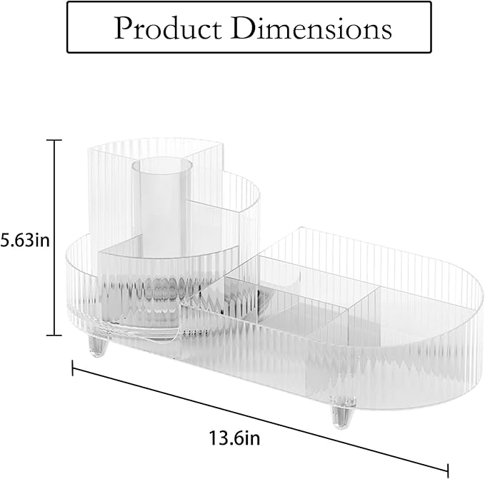 Rotating Makeup Organizer for Vanity with Brush Holder, Cosmetic Makeup Storage Organizer, Large Spinning Makeup Skincare Org