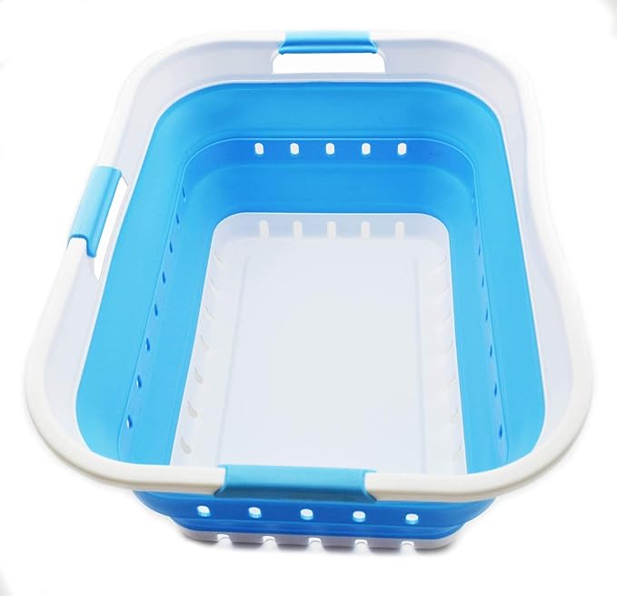 SAMMART 42L (11 gallon) Collapsible Plastic Laundry Basket - Foldable Pop Up Storage Container/Organizer - Space Saving Hampe