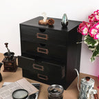 Wooden Storage Box Rustic Desktop Organizer with 4 Drawers Office Desk Accessories Shelf Large Craft Storage Containers Apoth