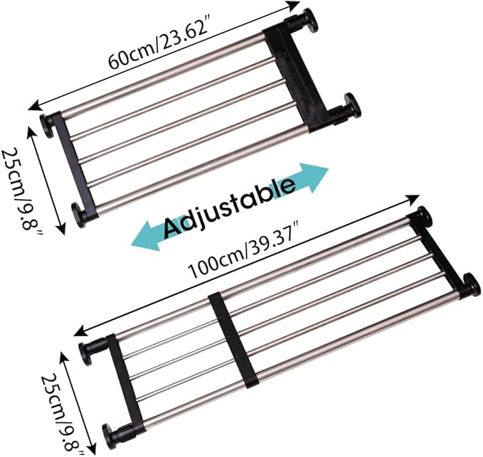 Hershii Expandable Closet Tension Shelf Rod Adjustable Metal Storage Rack Cabinet Organizer DIY Divider Separator Shelves for