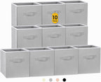 Criusia Storage Cubes, 11 Inch Cube Storage Bins for Shelves (10 Pack), Fabric Collapsible Storage Bins with Dual Handles, Fo