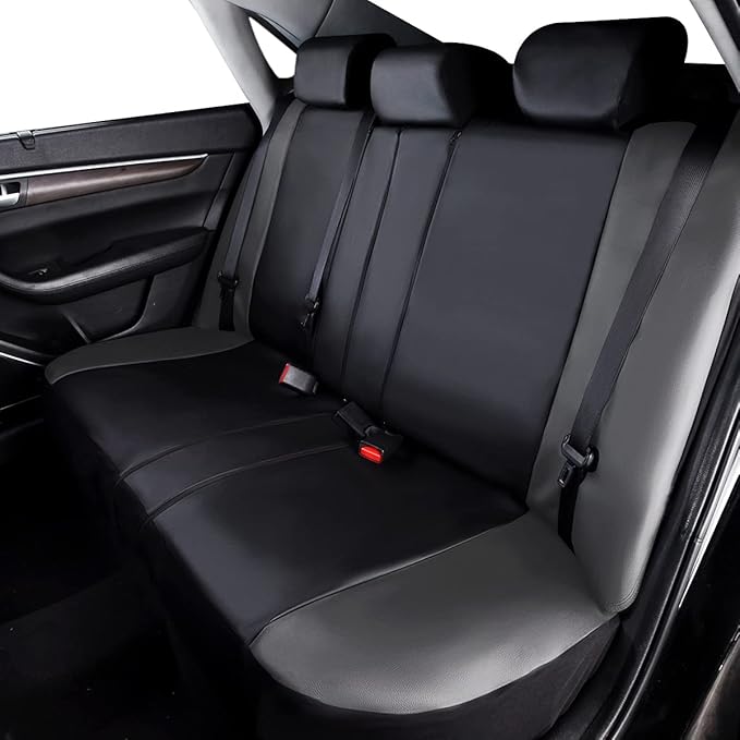 Flying Banner car seat Covers Protects Water Proof Faux Leather Carbon Fiber Front and Rear Bench (Gray Black, Full Set - 9PC