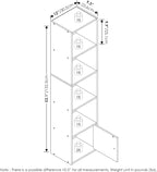Furinno LUDER Book Shelf, 5-Tier Modern Bookshelf, Bookcase with 1 Door Storage Cabinet, 9.3 x 12 x 52, for Organization and 