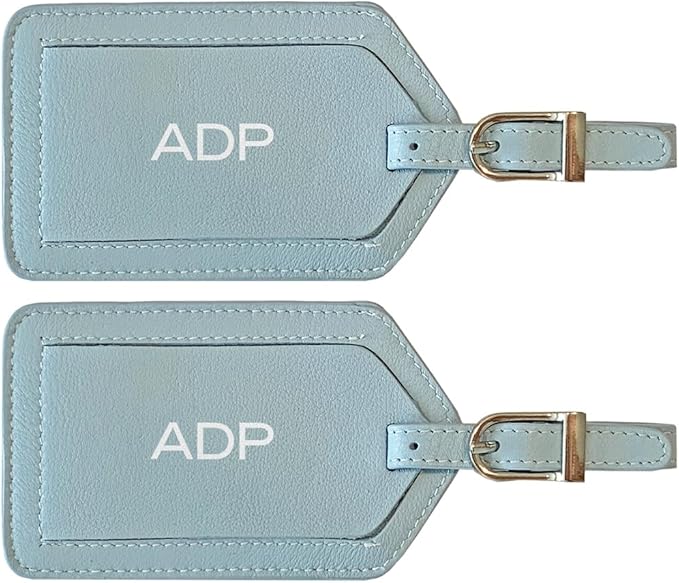 Personalized Monogrammed Leather Luggage Tags - 2 Pack